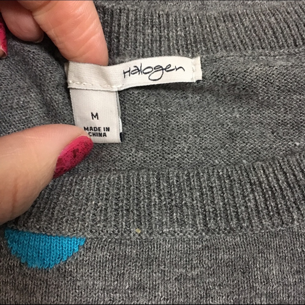 Halogen Polka Dot Grey and Blue Sweater - Picture 4 of 4